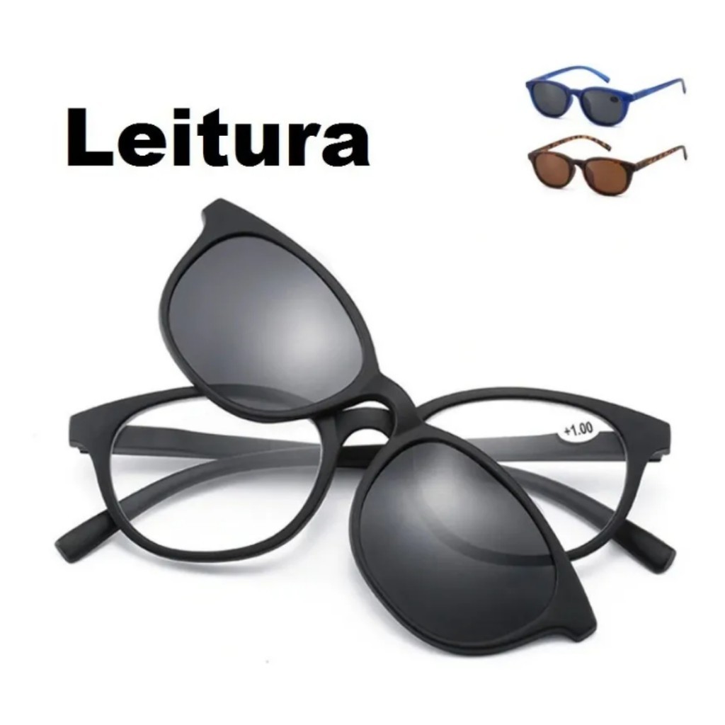 Óculos de Sol 2 em 1 com armação com grau + Clip-on Justin GLC01 ...