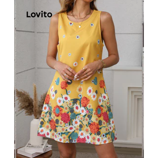Lovito Vestido Boho Floral Flores para Mulheres LBL17617