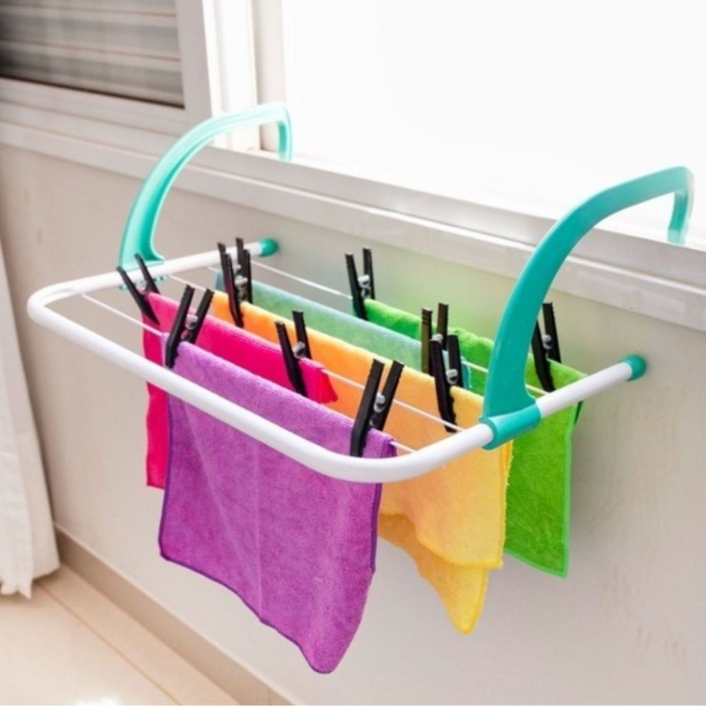 Varal Portátil Para Janela Parede Retrátil Para Apartamento Secador De ...