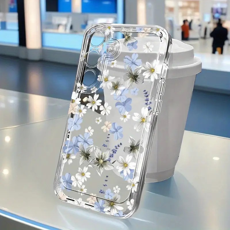 Capinha Capa transparente Anti-impacto Flor Desenho para Samsung A55 A35 A03 A04 A05 A05S A10 S24 Plus S25 Ultra