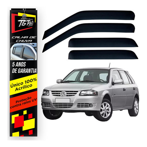 Calha De Chuva Acrilico Preto 4p Tg Poli Volkswagen Gol G4 | Shopee Brasil