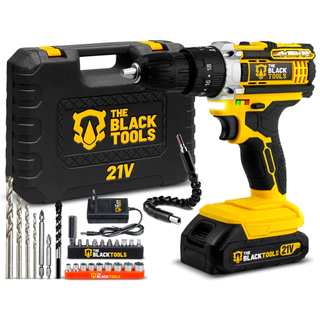 Parafusadeira E Furadeira Impacto The Black Tools 21v 3/8 Cor Amarelo Frequência 50/60 Hz 110v/220v