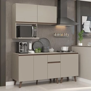 Armário de Cozinha Compacta 180 cm Crema Nice Madesa 02 em Oferta na Shopee