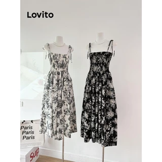 Lovito Vestido elegante com estampa floral Ditsy para mulheres LNE60476