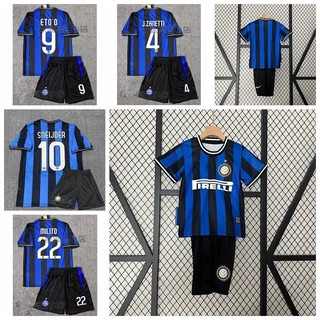 2009-10 Temporada Inter Milan Retro Home Football Kids Jersey Kit Zanetti Milito Eto'o Sneijder Conjuntos Esportivos Para Crianças
