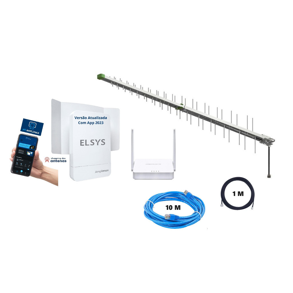KIT Completo Amplimax Fit + Antena + Roteador + Cabos