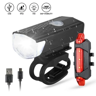 Bicicleta Luz Frontal Traseira Conjunto De Luzes Traseiras USB LED Recarregável Farol Dianteiro Traseiro Lanterna De Aviso Noturna À Prova D'água Ciclismo Com
