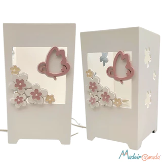 Abajur Flor de Cerejeira e Borboleta Jardim Decoração para Menina Bebê