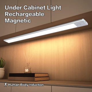 Luz de LED Magnética Aluminio Ultrafino Com Sensor 3 Cores Para Armário Cozinha Guarda-Roupa Estante