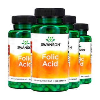 Kit 4x Ácido Fólico 800mcg Swanson 250 Capsulas Importado /Made in Usa