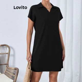 Lovito Vestido básico liso casual para mulheres LBL16425