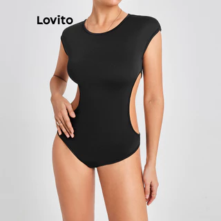 Lovito Body casual com recorte liso para mulheres LBL16356