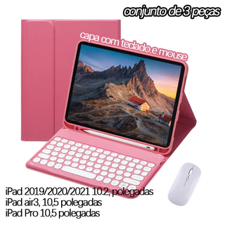 Capa Para iPad Geração 9/8/7 air3 pro Com Teclado E Mouse Redondo magnética Anti-queda 3 em 1