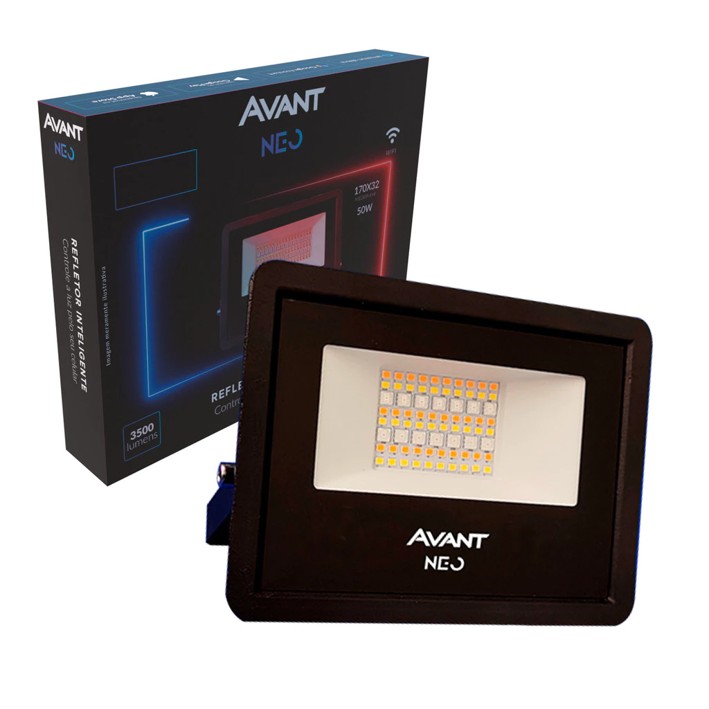 Refletor Led Inteligente Wi-fi 30w RGB Bivolt IP65 Avant Neo