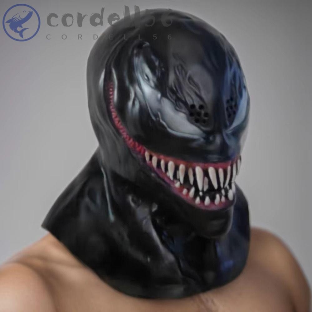 CORDELL Venom Chapelaria/Puppete De Mão , Fantasia Preta De Cosplay De Veneno De Halloween , Máscara , Cabeça Cheia , As