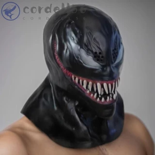 CORDELL Venom Chapelaria/Puppete De Mão , Fantasia Preta De Cosplay De Veneno De Halloween , Máscara , Cabeça Cheia , As
