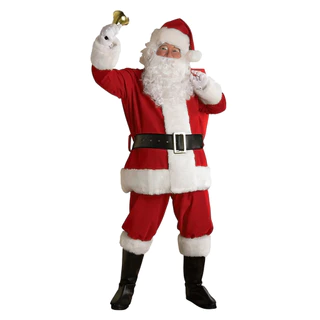 Kit Fantasia de Papai Noel 5 Peças Natalina / Natal / Cosplay / Barba, Gorro, Calça, Casaco, Cinto