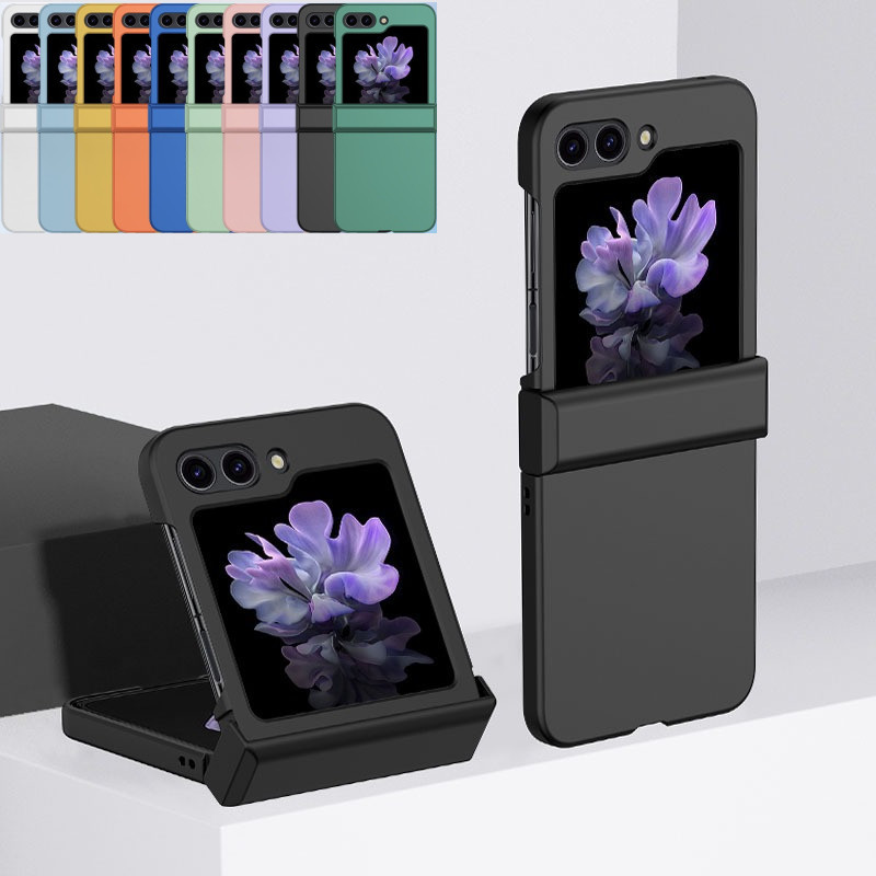 Capa Fosca Com Dobradiça Completa De Cor Sólida Samsung Galaxy Z Flip 6 5 4 3 5G Skin Feel Protective Fashion Hard PC Traseira À Prova De Choque