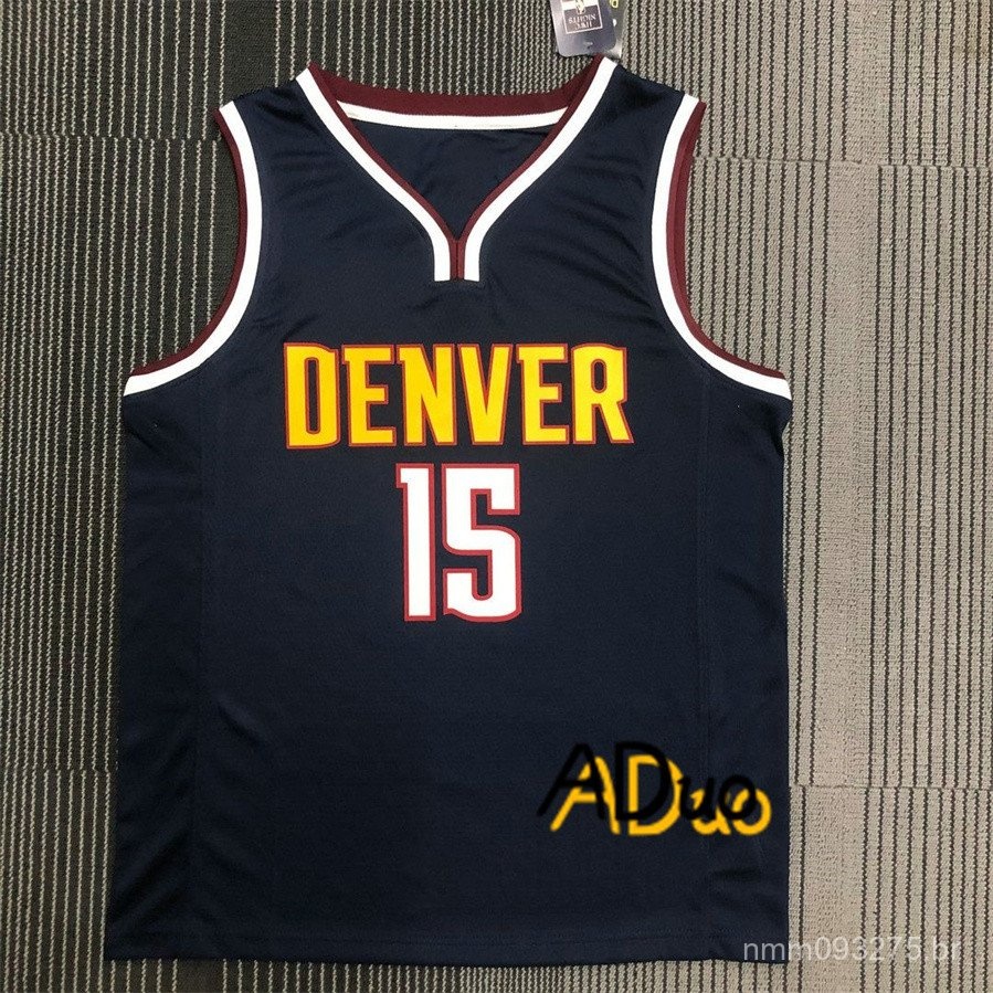 Hot pressed Camisa Regata Basquete #15 Nikola Jokic 2023 Icon Edition Navy blusa Jersey