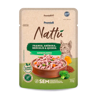 Ração Úmida Premier Nattu Sachê Gatos Filhotes Frango, Abóbora, Brócolis e Quinoa 70g em Oferta na Shopee