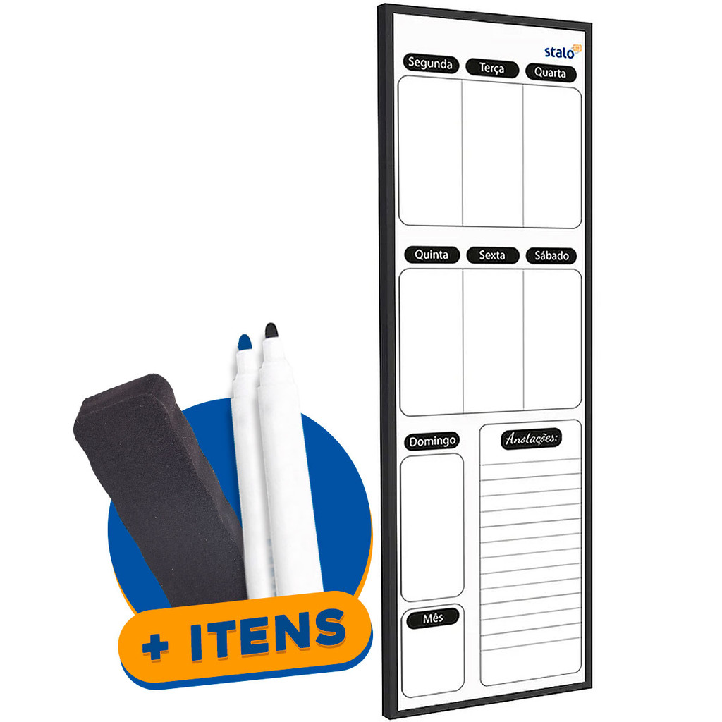 Planner Semanal Parede 20x60cm Planejador Preto + Brindes | Shopee Brasil