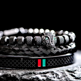 Novas pulseiras masculinas de Titânio 3 peças/conjunto, moda, luxo, personalidade, presente
