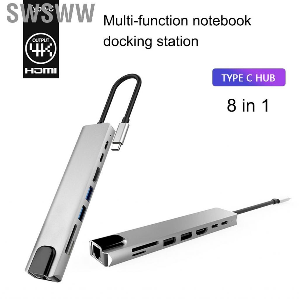 Swsww Docking Station 8 in 1 Type C to 4K USB with Up 87W Fast Dock for ...