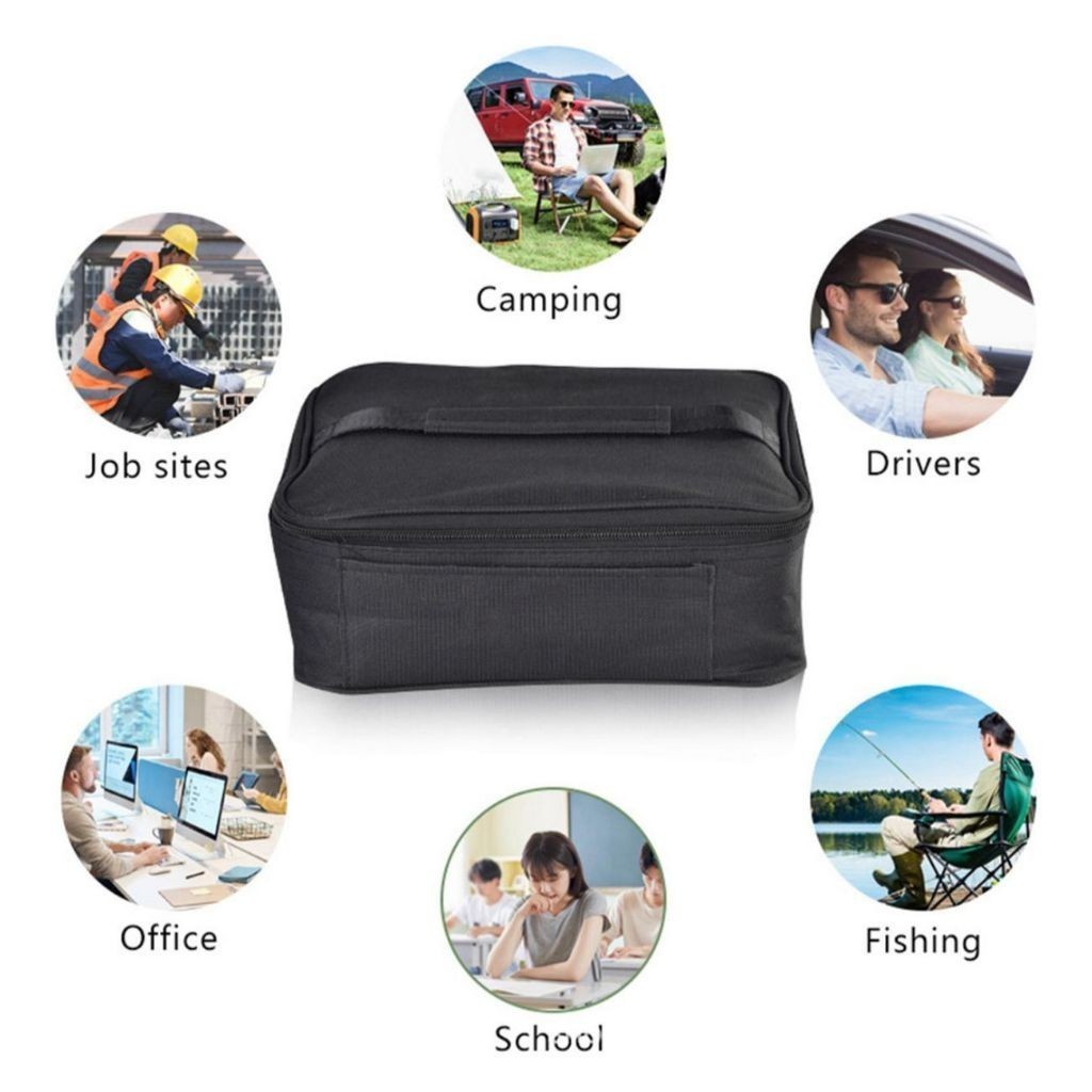 QIU - Lancheira Aquecida Portátil 60W, USB Veicular, Bivolt, 6L, Tecido Oxford, 28x22x9,5cm