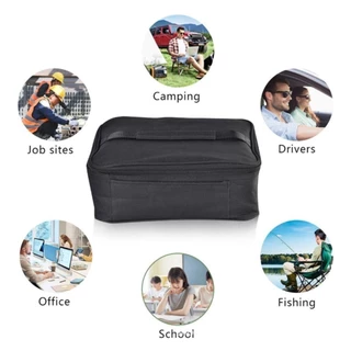 QIU - Lancheira Aquecida Portátil 60W, USB Veicular, Bivolt, 6L, Tecido Oxford, 28x22x9,5cm