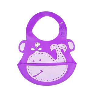 Babador Silicone Cata Migalhas Baleia Lilás - Kababy