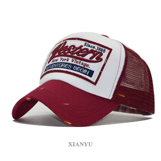 Boné De Basebol De Malha De Verão Respirável Unisex Hip Hop Trucker Hat