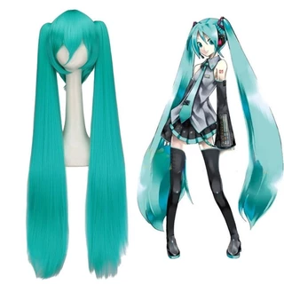 Peruca Cosplay Vocaloid Blue Lake Hatsune Miku Anime Acessórios De Moda Feminina