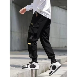 Calça de Trabalho Versão Coreana Masculina Calça de Tornozelo Fino Estilo Preppy Contraste