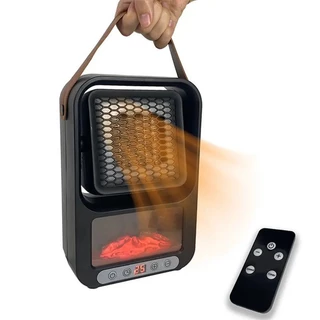 Aquecedor Elétrico 3D Flame com Controle Remoto, Mini Desktop, PTC, Máquina De Aquecimento, Ventilador De Ar Para Quarto 110V