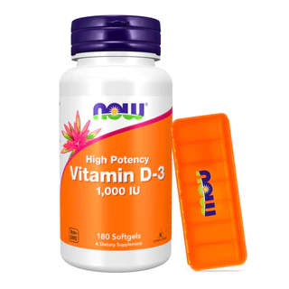Vitamina D3 1000 IU Alta Potência Now Foods 180Sof Importado + Porta Cápsulas