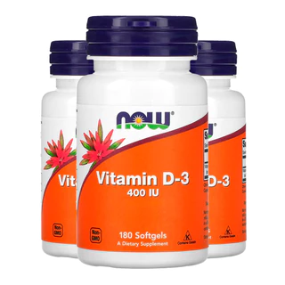 Kit 3x Vitamina D-3 Now Foods 400 IU 180 Cáps Softgels Importado/Made in Usa