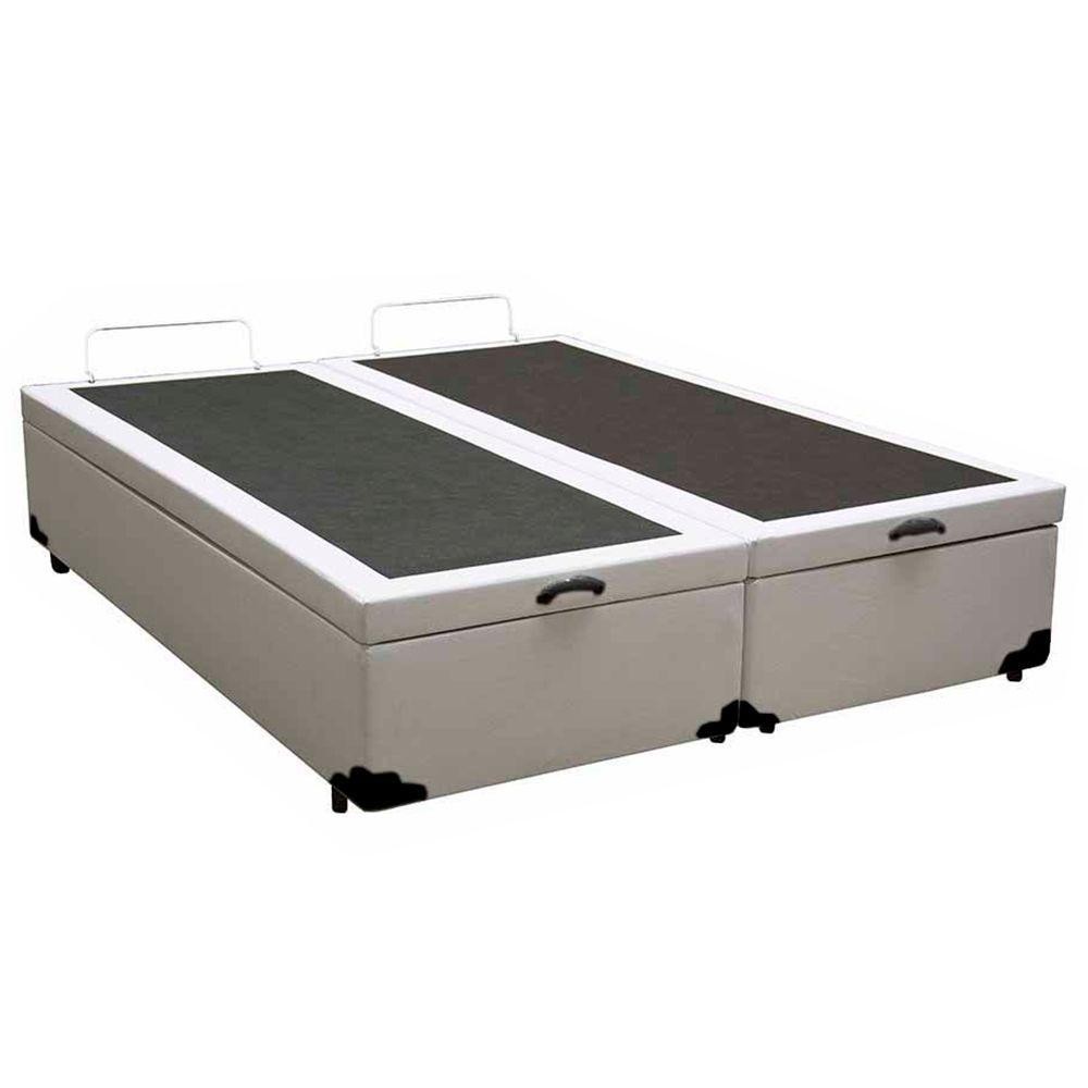 Cama Box Baú Queen Bipartido Sintético Sereneprime Branco 158x198x44