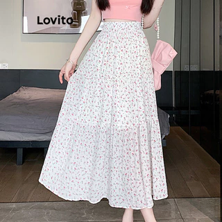 Lovito Saias casuais com padrão floral Ditsy para mulheres LNA74481