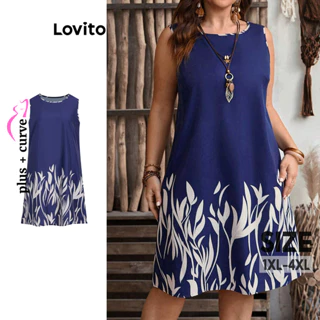 Lovito Vestido Plus Size Curvo Elegante Floral Flores para Mulheres LBL16538