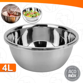 Tigela De Aço Inox Saladeira Bowl Profissional De Cozinha Restaurante 4 Litros