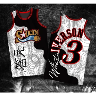 Novo ! Camisa Allen Iverson Saucin Branca | SIXERS Jersey Personalizado Nome E Número De Basquete Completa Sublimada