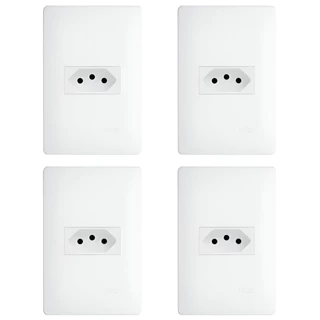 Kit 4 conjunto tomada 10a 3 pinos fame habitat