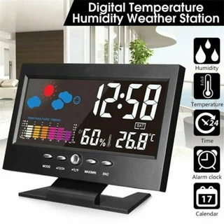 Mostrador Meteorológico Do Calendário Relógio Digital LED De Alarme Luz De Fundo Soneca Monitor De Temperatura Eletrônico De Mesa