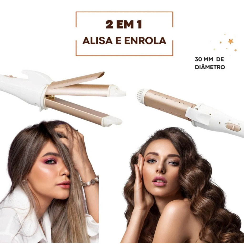 Modelador de Cachos Babyliss Chapinha Profissional Mini Bivolt 2 em 1 ...