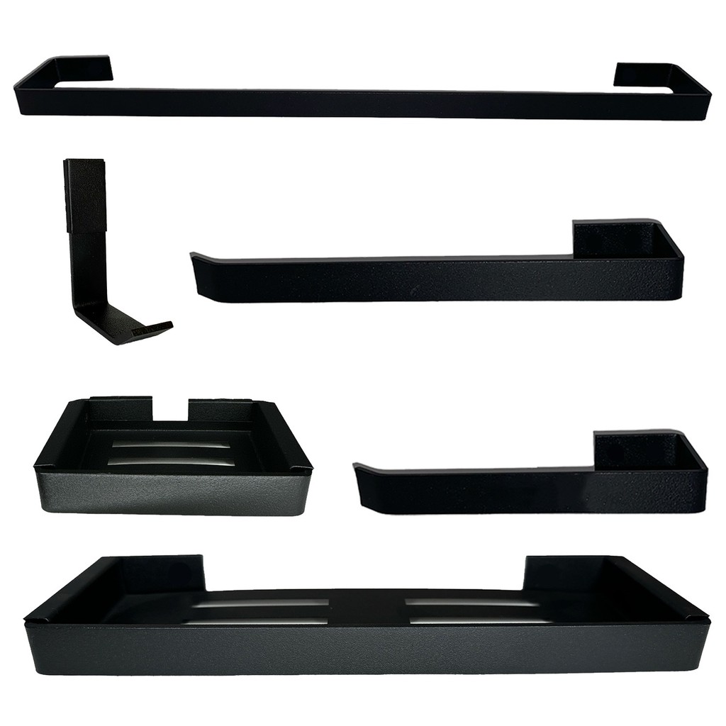 Kit Acessórios Para Banheiro Preto Fosco 6 Peças Stander