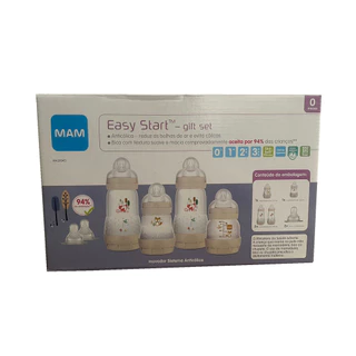 Kit 4 mamadeiras 2 bicos Easy Start gift set 0m+ Neutro Mam