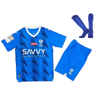 Novo conjunto de crianças 23/24 Al Hilal equipe futebol pólen uniforme meias 5XS9