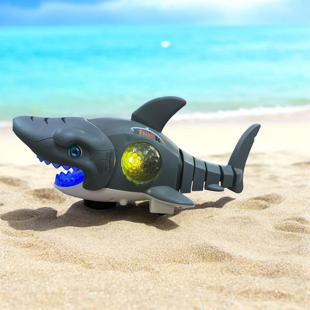 Brinquedo Tubarão Eletrônico Shark Peixe Fujão Robô C Luz E Som