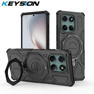 KEYSION Capa Magnética À Prova De Choque Para Motorola Edge 60 Pro 5G Vertical Anel De Metal Ao Vivo Suporte De Telefone