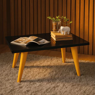 Mesa De Centro 50cm Retangular Retro Com Pés Palito PVC Sala De Estar Decoração Modernic
